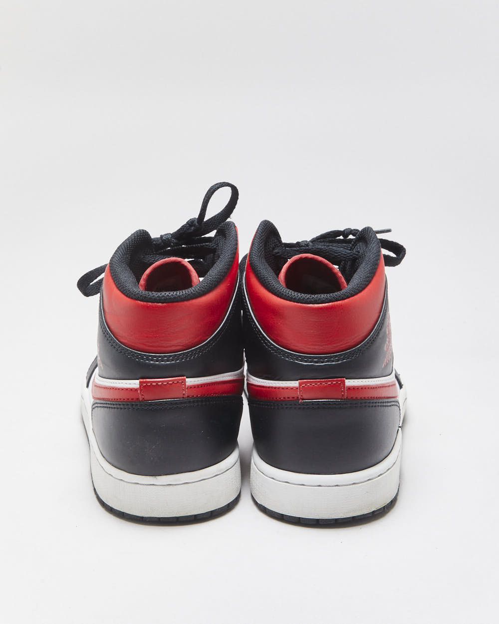 2022 Nike Air Jordan 1 Mid 'Bred Toe' Black/Fire Red/White Trainers - UK10
