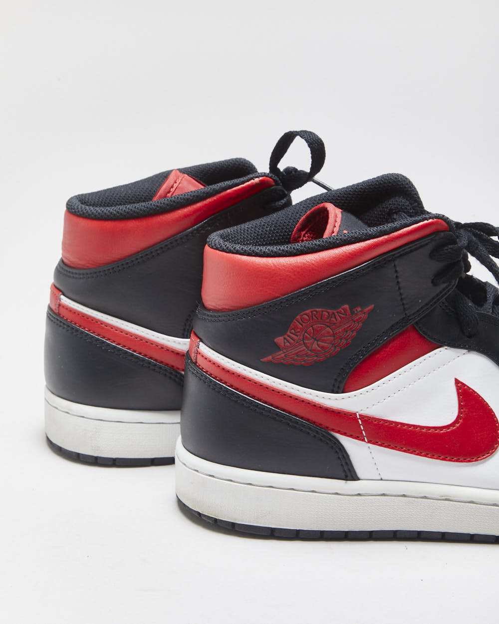 2022 Nike Air Jordan 1 Mid 'Bred Toe' Black/Fire Red/White Trainers - UK10