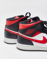 2022 Nike Air Jordan 1 Mid 'Bred Toe' Black/Fire Red/White Trainers - UK10