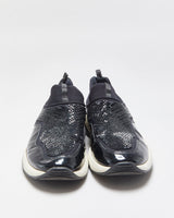 Salvatore Ferragamo Giolly Patent Leather Crystal Neoprene Slip-On Trainers - UK9