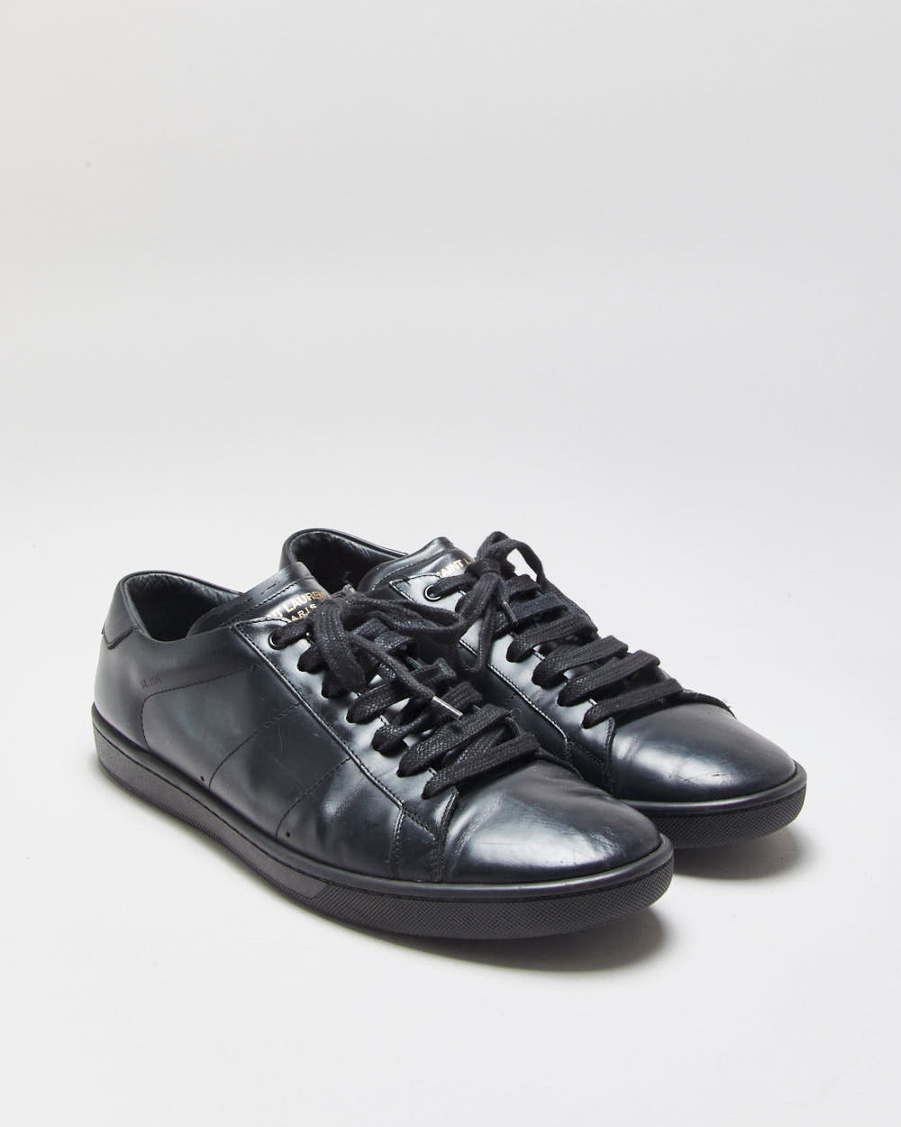 Saint Laurent SL/01 Black Leather Low-Top Trainers - UK9.5