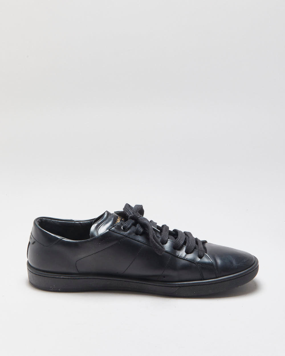 Saint Laurent SL/01 Black Leather Low-Top Trainers - UK9.5