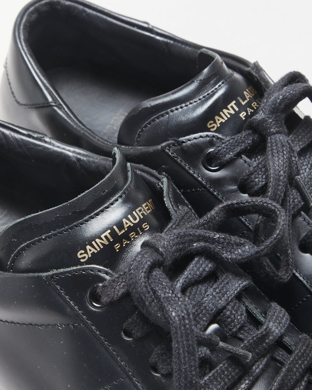 Saint Laurent SL/01 Black Leather Low-Top Trainers - UK9.5