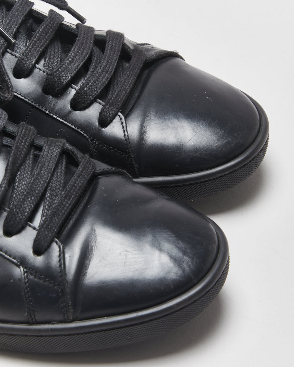 Saint Laurent SL/01 Black Leather Low-Top Trainers - UK9.5