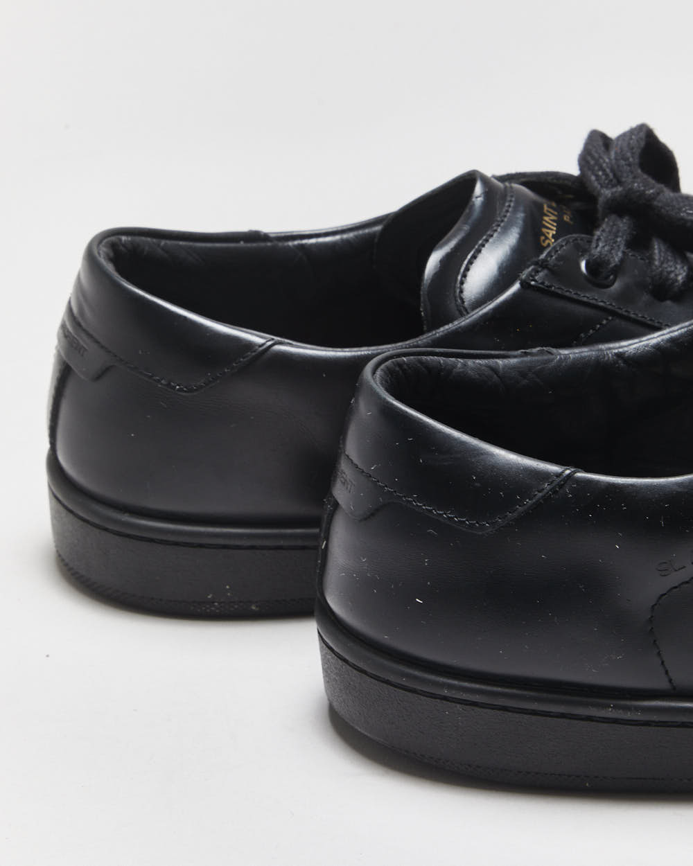 Saint Laurent SL/01 Black Leather Low-Top Trainers - UK9.5