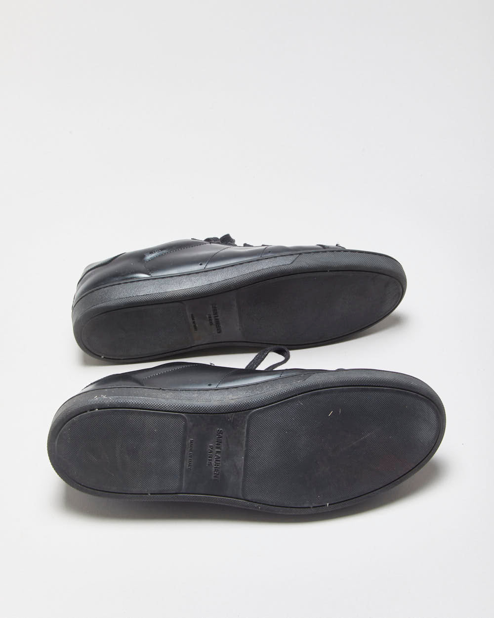 Saint Laurent SL/01 Black Leather Low-Top Trainers - UK9.5