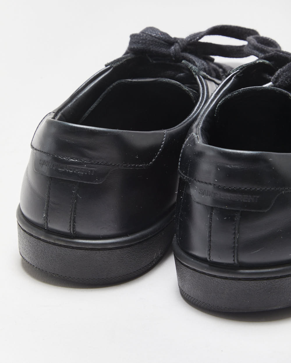 Saint Laurent SL/01 Black Leather Low-Top Trainers - UK9.5