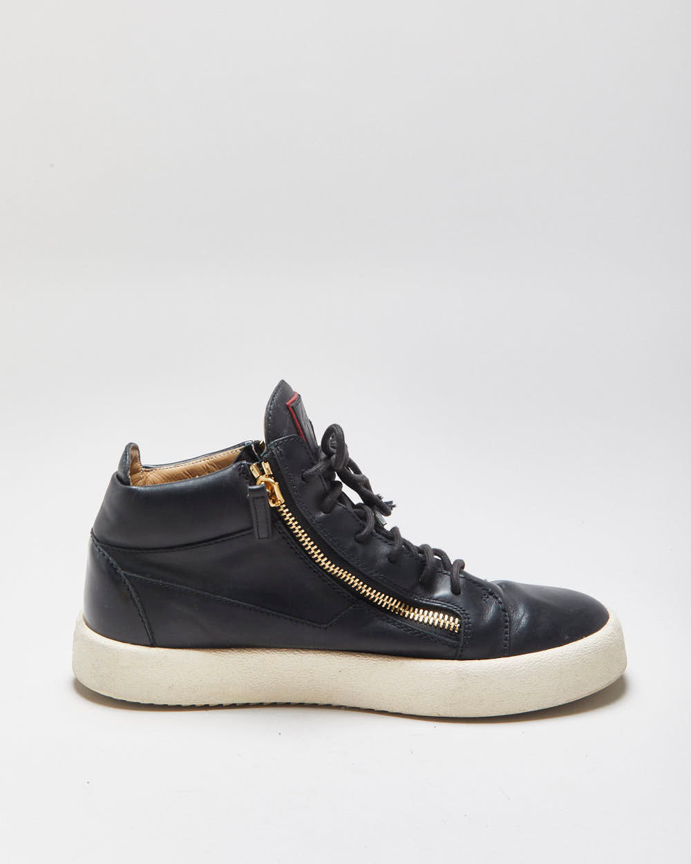 Guiseppe Zanotti Leather Double Zip Mid Top Coby Trainers - UK10