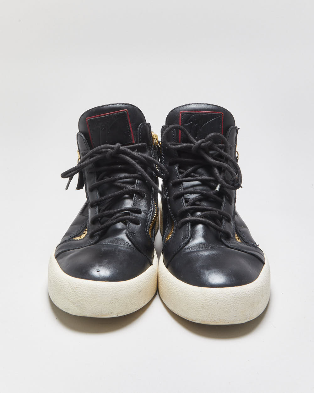 Guiseppe Zanotti Leather Double Zip Mid Top Coby Trainers - UK10