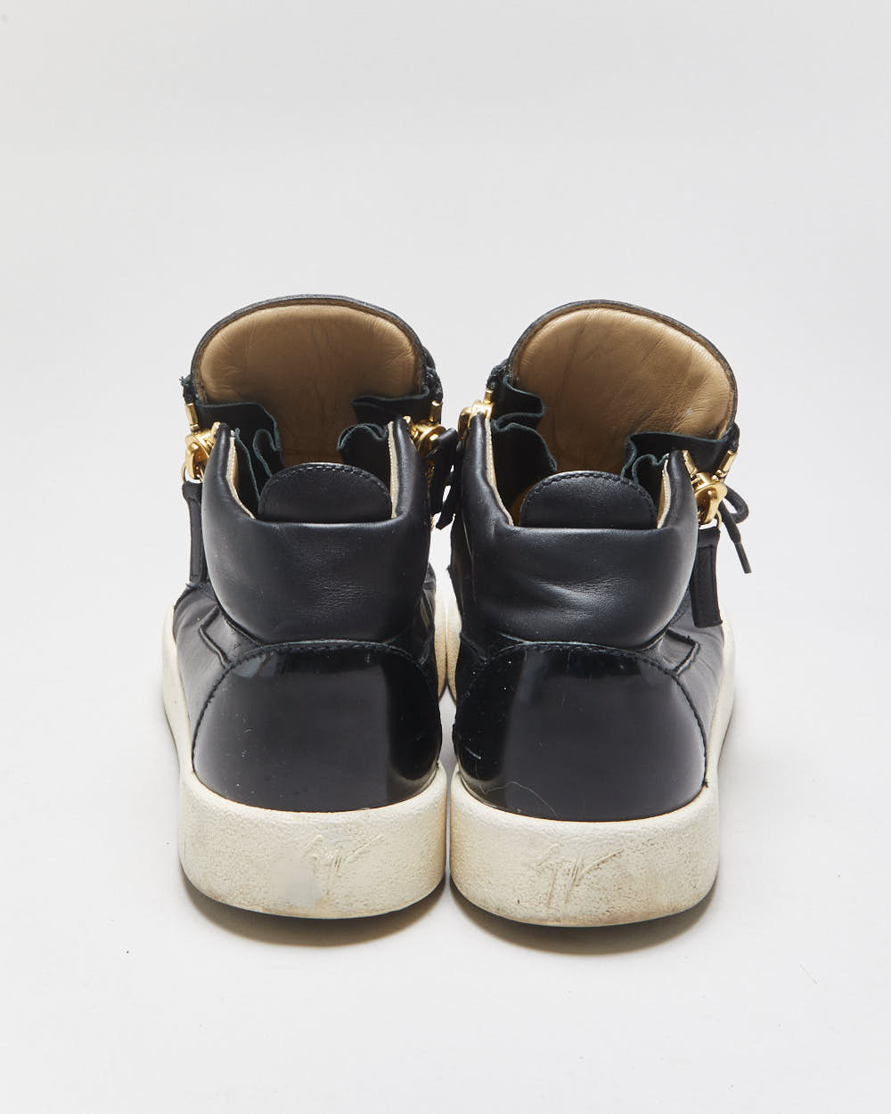 Guiseppe Zanotti Leather Double Zip Mid Top Coby Trainers - UK10