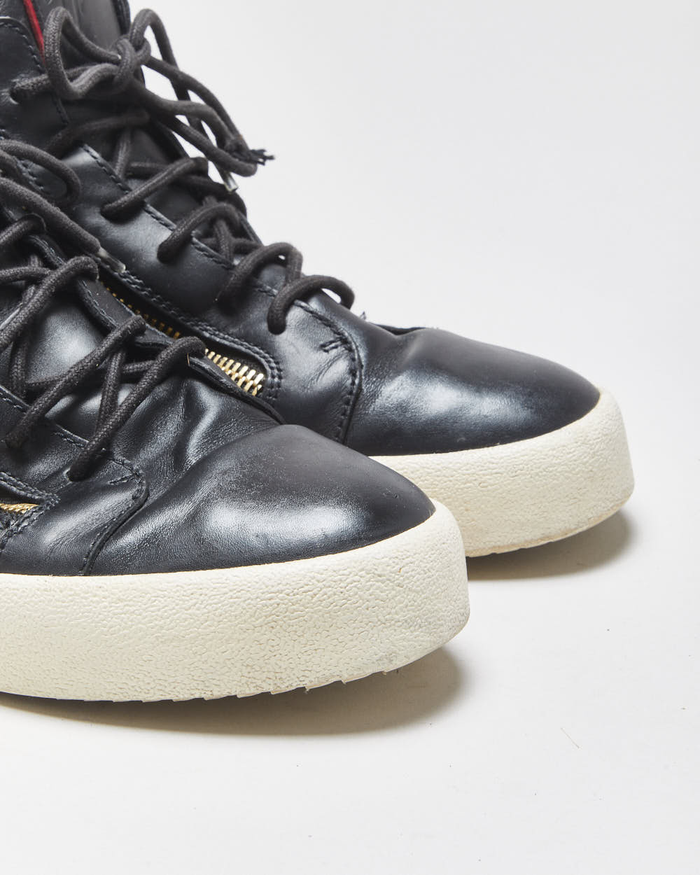 Guiseppe Zanotti Leather Double Zip Mid Top Coby Trainers - UK10