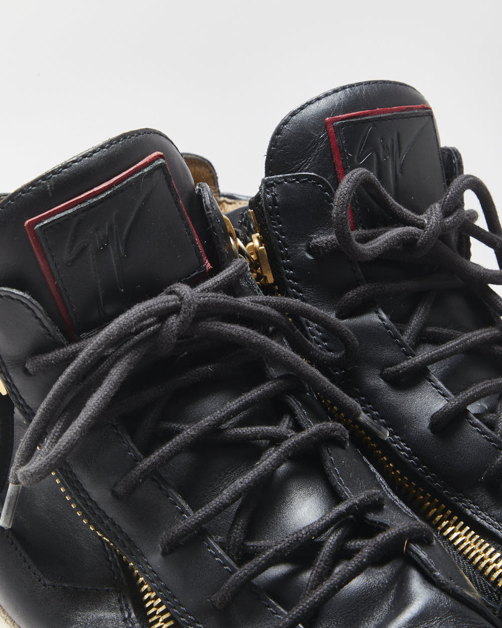 Guiseppe Zanotti Leather Double Zip Mid Top Coby Trainers - UK10