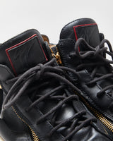 Guiseppe Zanotti Leather Double Zip Mid Top Coby Trainers - UK10