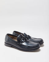 Salvatore Ferragamo Black Gancini Leather Buckle Loafers - UK7.5