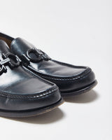Salvatore Ferragamo Black Gancini Leather Buckle Loafers - UK7.5