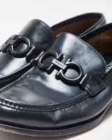 Salvatore Ferragamo Black Gancini Leather Buckle Loafers - UK7.5