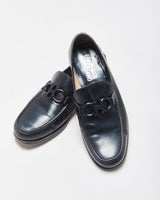 Salvatore Ferragamo Black Gancini Leather Buckle Loafers - UK7.5