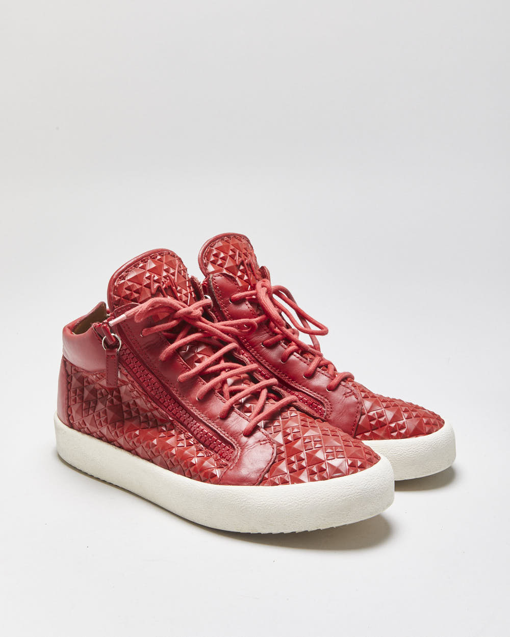 Guiseppe Zanotti Red Geometric Mid-Top Kriss Trainers - UK9