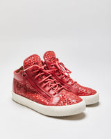Guiseppe Zanotti Red Geometric Mid-Top Kriss Trainers - UK9