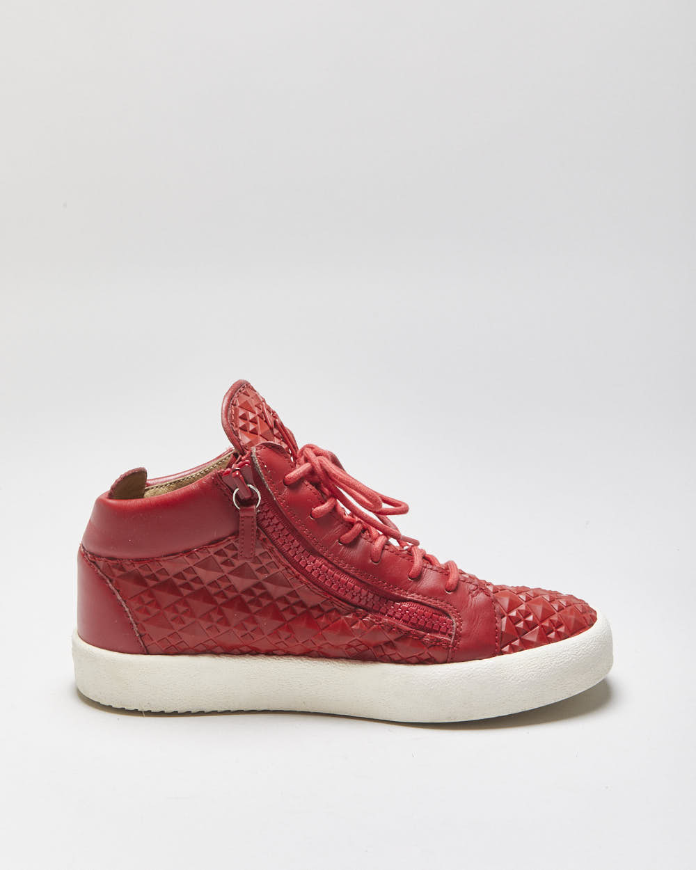 Guiseppe Zanotti Red Geometric Mid-Top Kriss Trainers - UK9