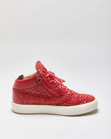 Guiseppe Zanotti Red Geometric Mid-Top Kriss Trainers - UK9