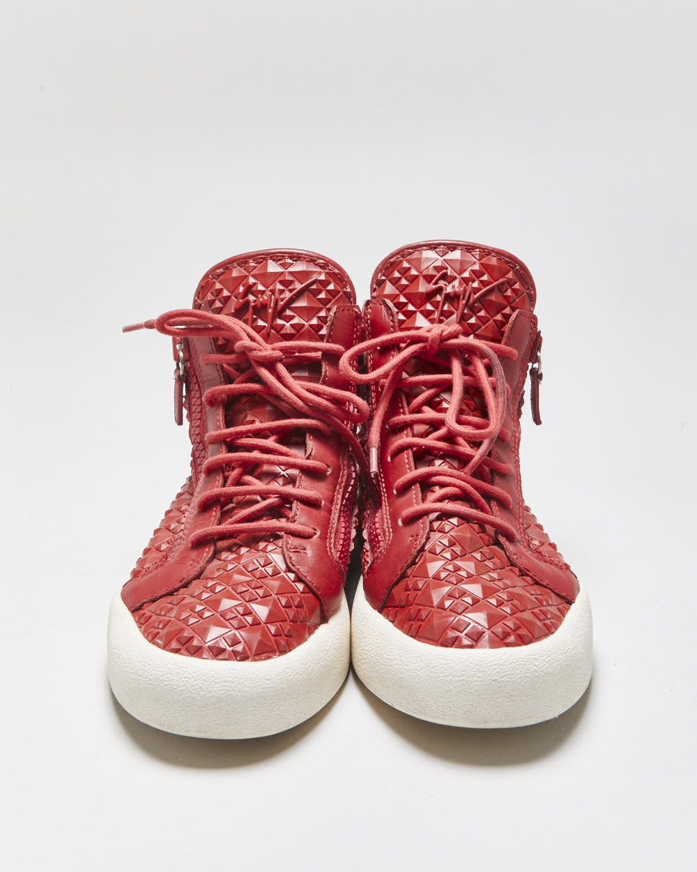 Guiseppe Zanotti Red Geometric Mid-Top Kriss Trainers - UK9