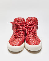Guiseppe Zanotti Red Geometric Mid-Top Kriss Trainers - UK9
