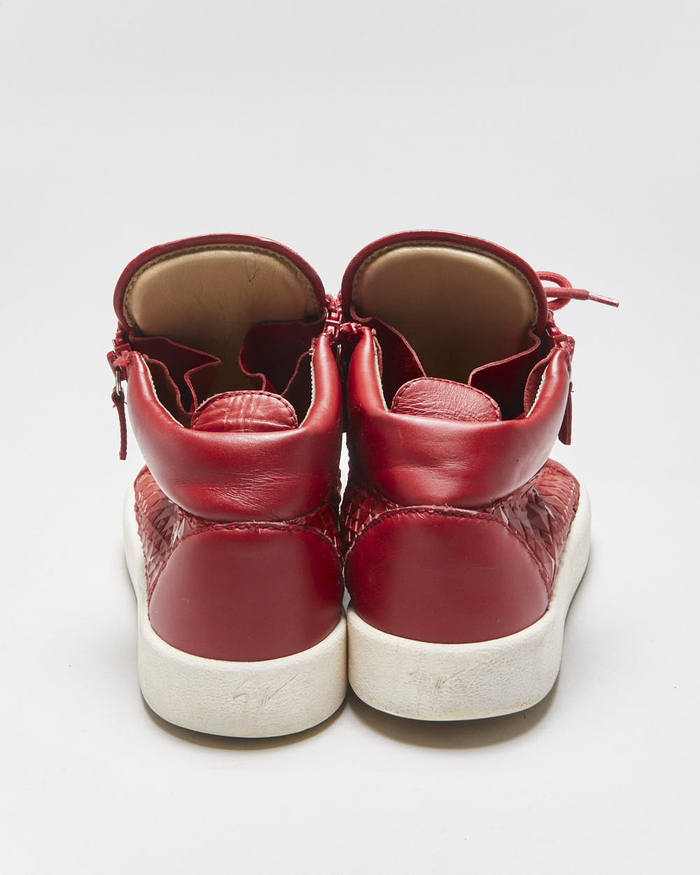 Guiseppe Zanotti Red Geometric Mid-Top Kriss Trainers - UK9