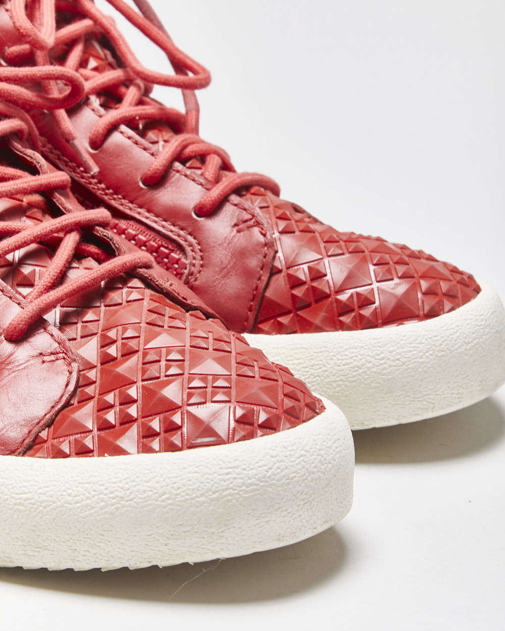 Guiseppe Zanotti Red Geometric Mid-Top Kriss Trainers - UK9