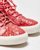 Guiseppe Zanotti Red Geometric Mid-Top Kriss Trainers - UK9