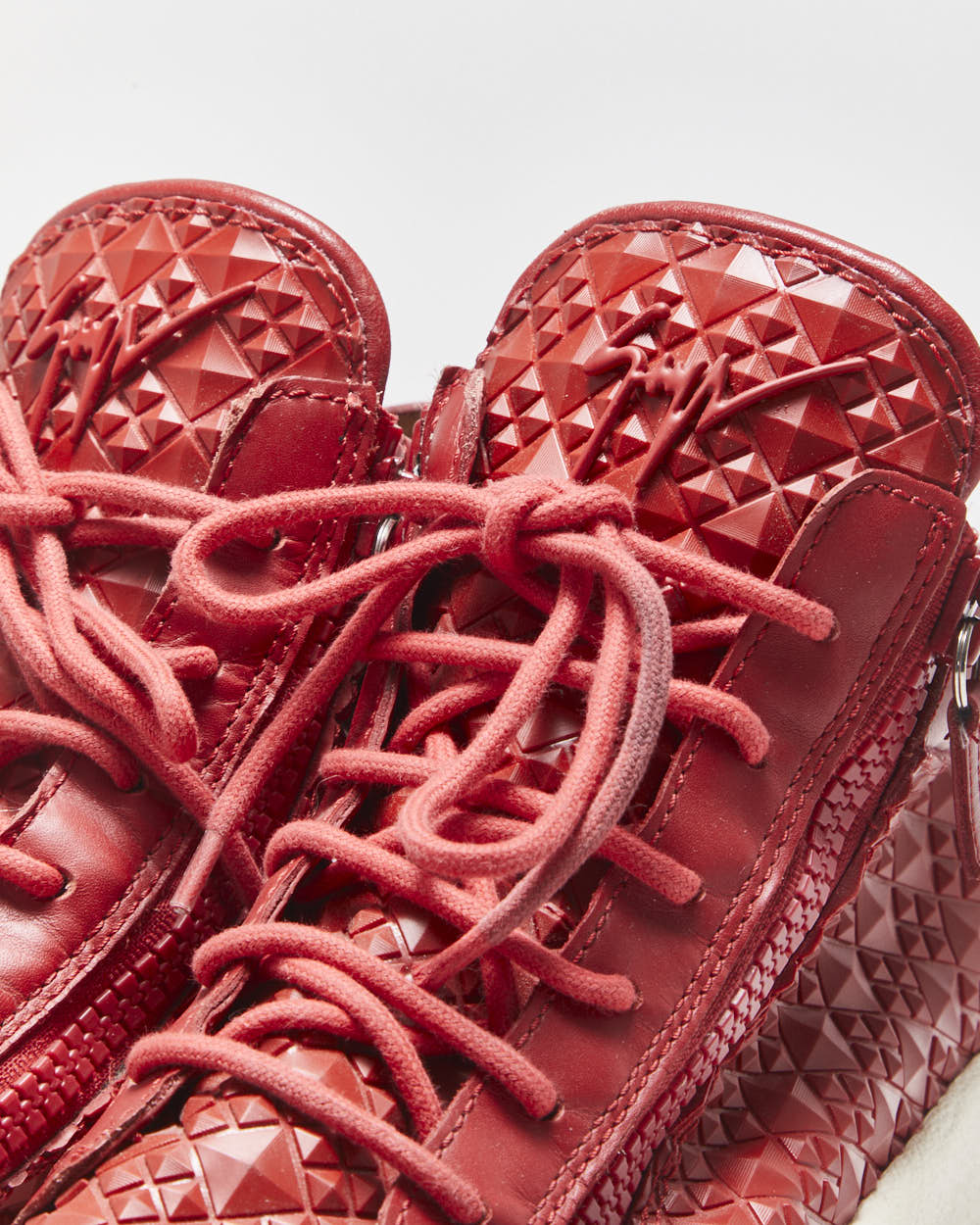 Guiseppe Zanotti Red Geometric Mid-Top Kriss Trainers - UK9