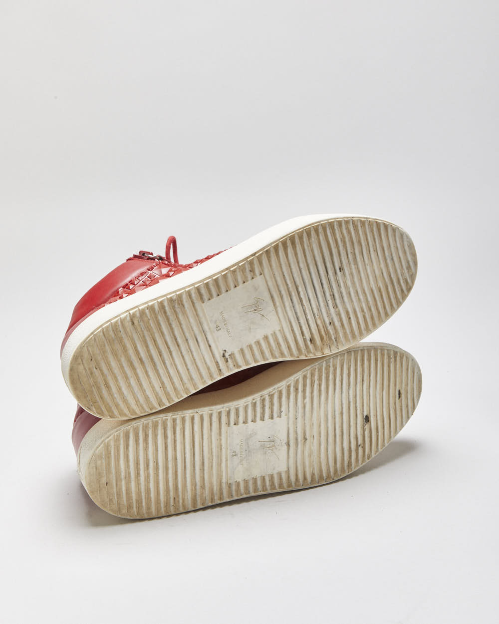 Guiseppe Zanotti Red Geometric Mid-Top Kriss Trainers - UK9