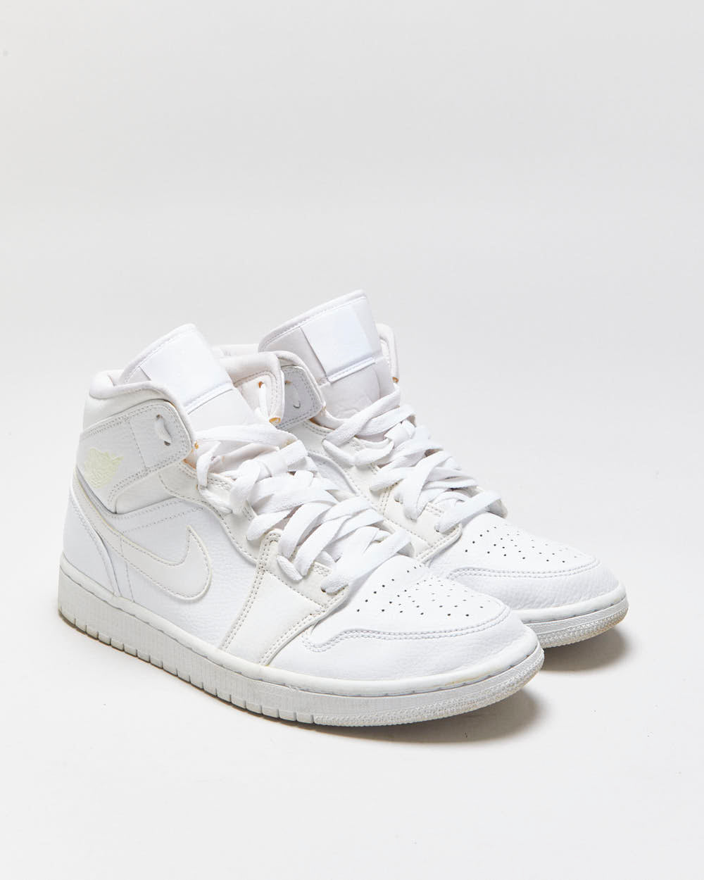 2019 Nike Air Jordan 1 Mid Triple White Trainers - UK7.5