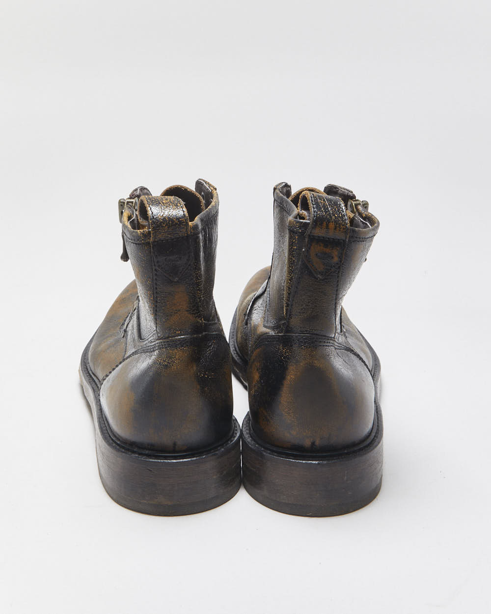 John Varatos U.S.A Laceless Leather Patina Biker Boots - UK7