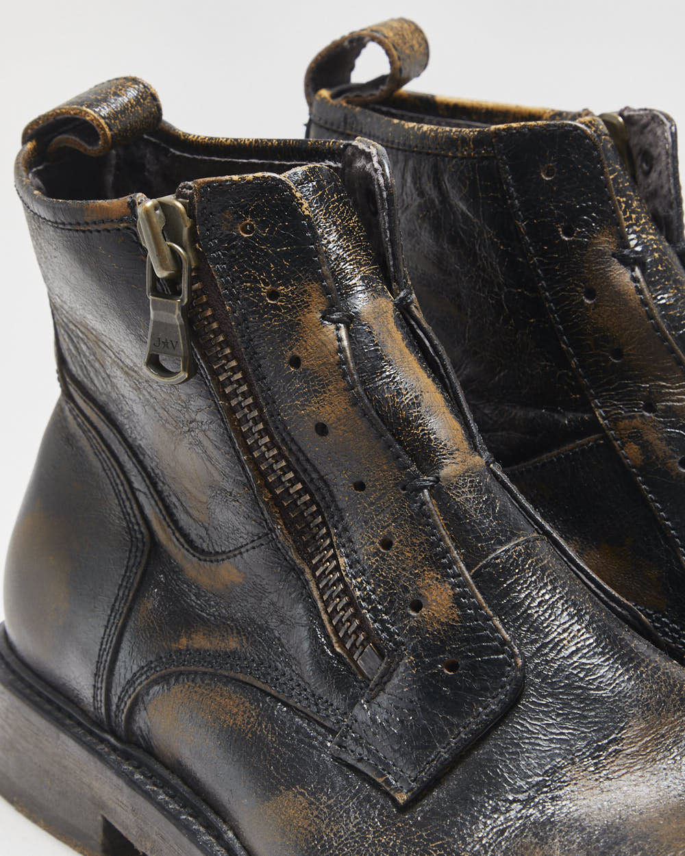 John Varatos U.S.A Laceless Leather Patina Biker Boots - UK7