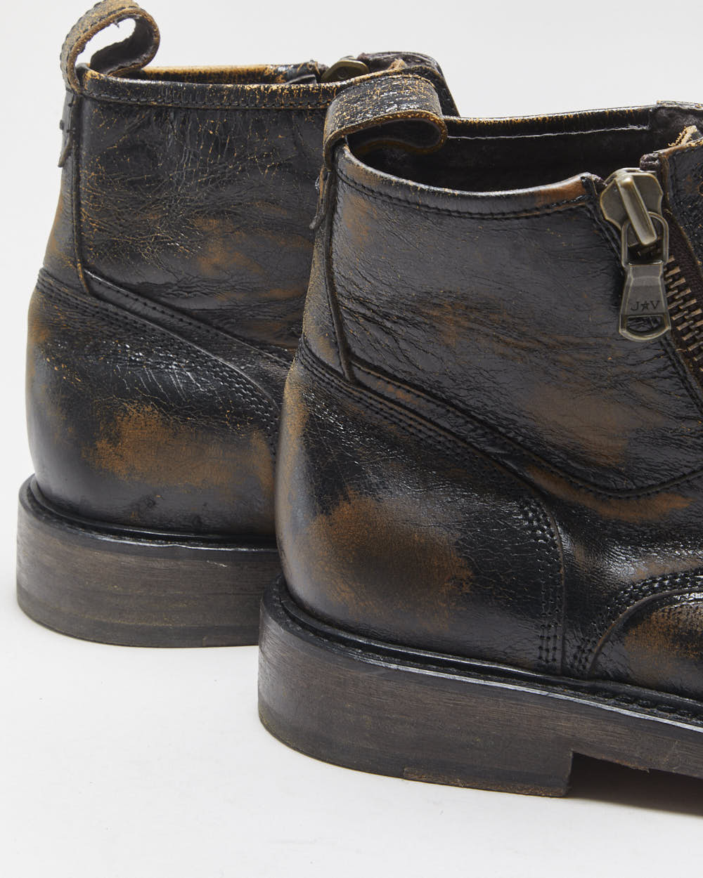 John Varatos U.S.A Laceless Leather Patina Biker Boots - UK7