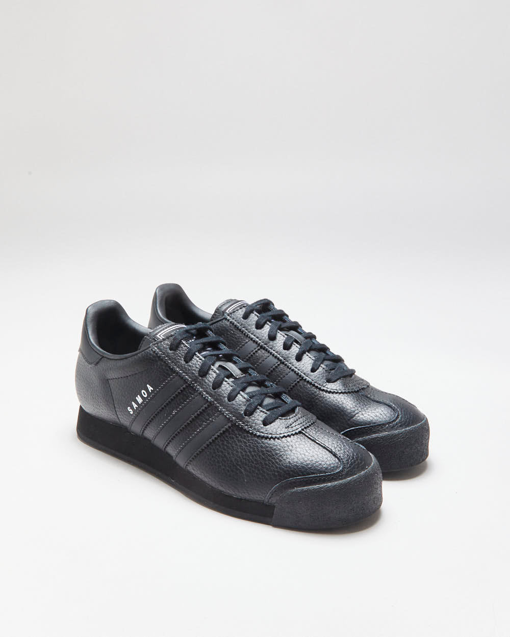 DS Adidas Samoa Triple Black Leather Trainers - UK8