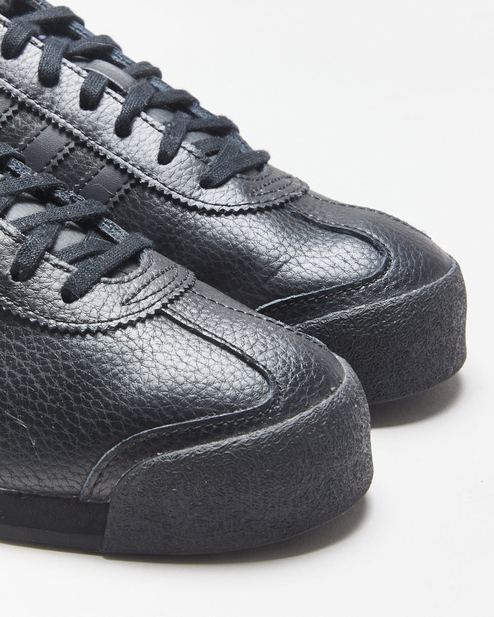 DS Adidas Samoa Triple Black Leather Trainers - UK8
