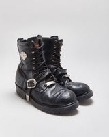 Vintage 1995 Harley Davidson Black Leather Buckle Biker Ankle Boots - UK8