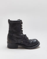 Vintage 1995 Harley Davidson Black Leather Buckle Biker Ankle Boots - UK8