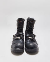 Vintage 1995 Harley Davidson Black Leather Buckle Biker Ankle Boots - UK8
