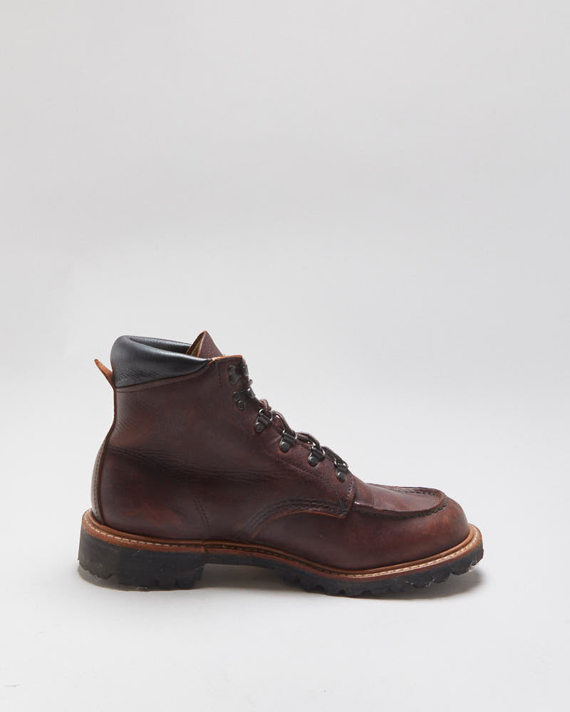 Red Wing Sawmill 2927 Made In USA Briar Oil Slick Leather Vibram 6" Moc Toe Ankle Boots - UK8.5