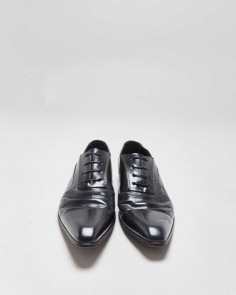 Vintage Dolce &amp; Gabbana Black Leather Pointed Toe Oxford Shoes - UK9
