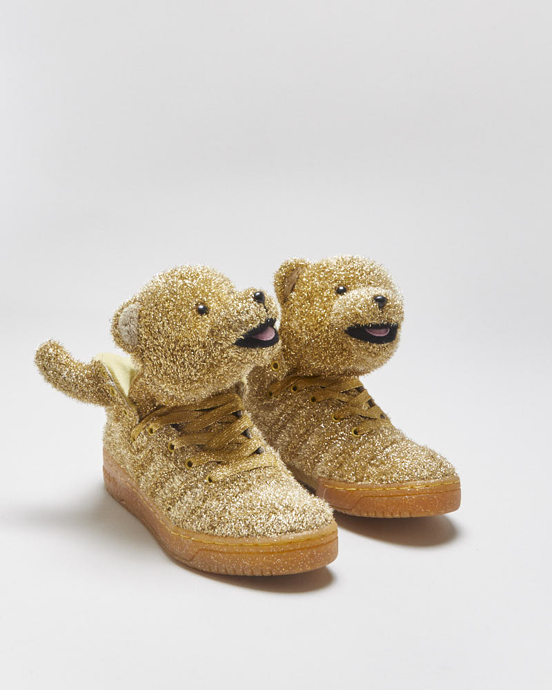 DS 2013 Adidas Originals Jeremy Scott JS Bear Gold Tinsel Trainers - UK5.5