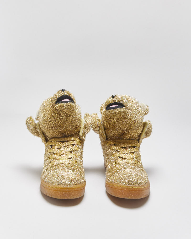 DS 2013 Adidas Originals Jeremy Scott JS Bear Gold Tinsel Trainers - UK5.5