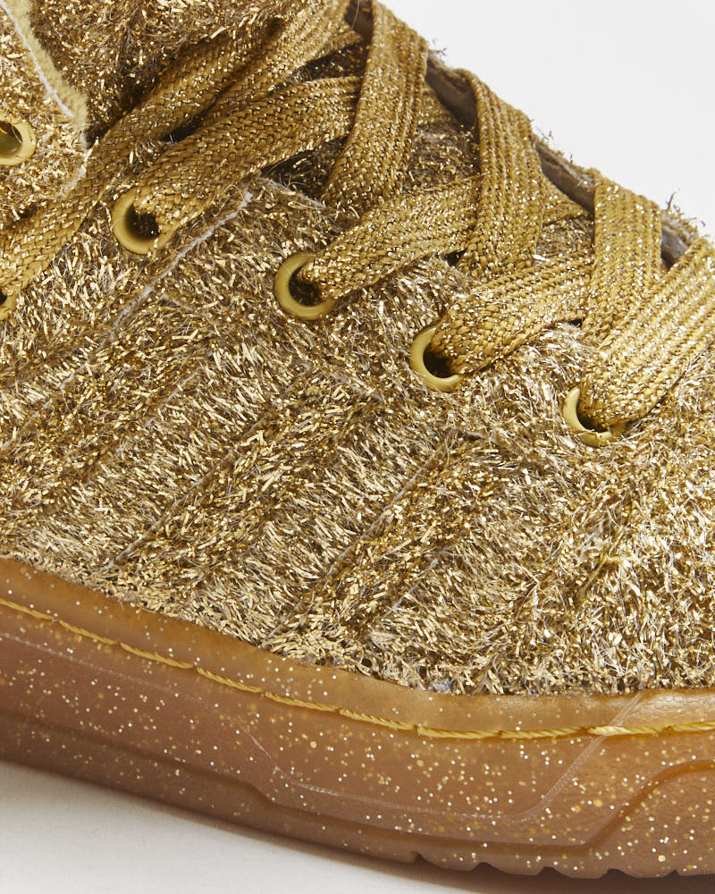 DS 2013 Adidas Originals Jeremy Scott JS Bear Gold Tinsel Trainers - UK5.5