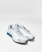 2024 Nike Shox R4 Metallic Silver/White/Blue Lagoon Trainers - UK11