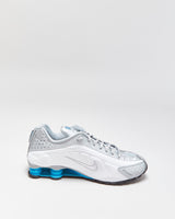 2024 Nike Shox R4 Metallic Silver/White/Blue Lagoon Trainers - UK11