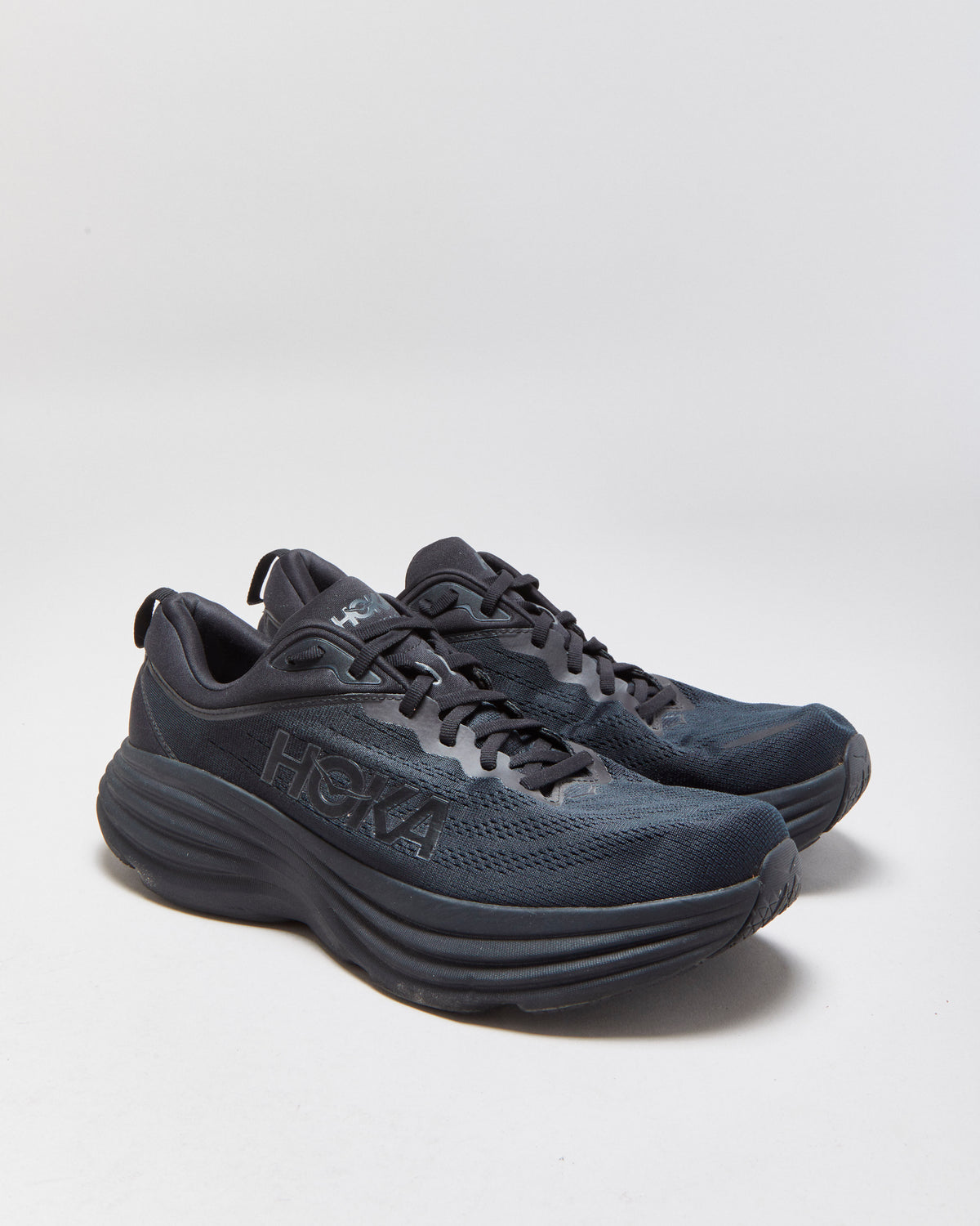 Hoka One M Bondi 8 Triple Black Running Trainers - UK11.5