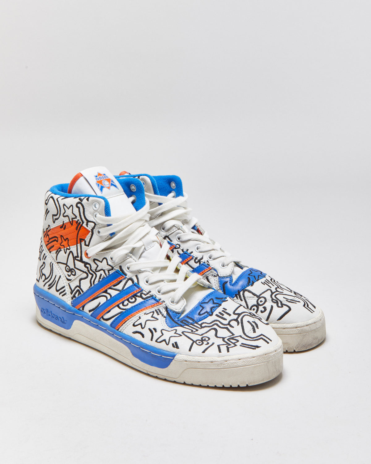 Adidas Rivalry x Keith Karing Embroidered 'Pop Art' Hi-Top Trainers - UK10.5